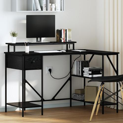 vidaXL Bureau Zwart eiken 120 x 79 x 86.5 cm Bewerkt hout, Huis en Inrichting, Bureaus, Nieuw, Verzenden