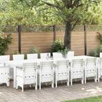 vidaXL Tuin Eettafel Set 15 pcs Wit Polt riet, Tuin en Terras, Verzenden, Nieuw