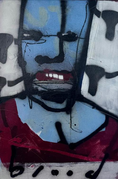 Herman Brood | Origineel Schilderij: Blue Face, Antiek en Kunst, Kunst | Schilderijen | Klassiek, Ophalen of Verzenden