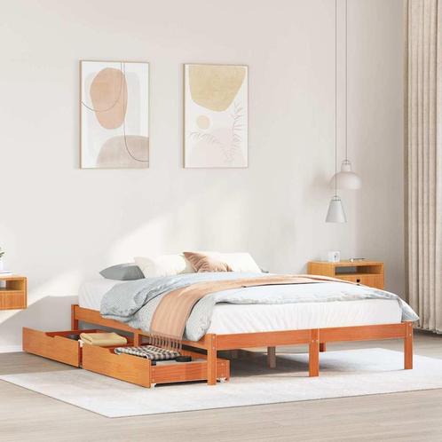 vidaXL Bed met matras massief grenenhout wasbruin 140x190 cm, Huis en Inrichting, Slaapkamer | Bedden, Nieuw, Verzenden