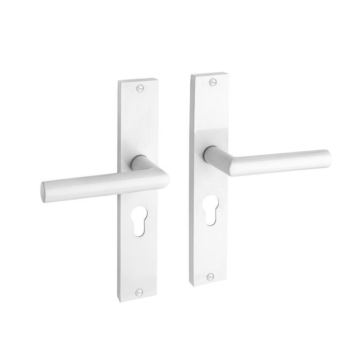 Deurklik Ferro geveerd op schild cilindergat 55mm wit, Doe-het-zelf en Bouw, Hang- en Sluitwerk, Klink of Kruk, Nieuw, IJzer, Ophalen of Verzenden