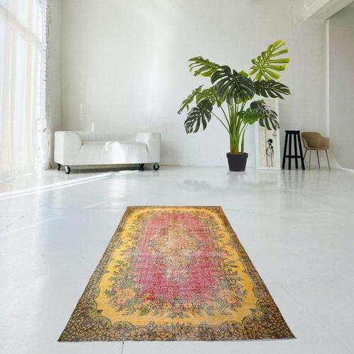 Geel-rode vintage - Vloerkleed - 268 cm - 177 cm - met, Huis en Inrichting, Stoffering | Tapijten en Vloerkleden