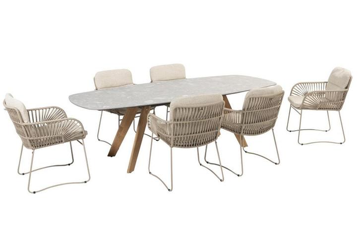 4 Seasons Outdoor Murcia tuinset latte met teak Montana, Tuin en Terras, Tuinsets en Loungesets