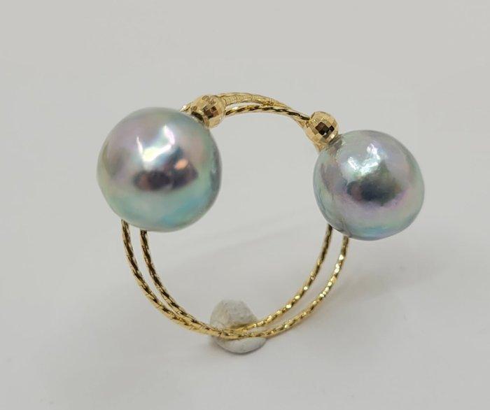 Ring - 18 karaat Geel goud - 8mm Akoya parels, Bijoux, Sacs & Beauté, Bagues