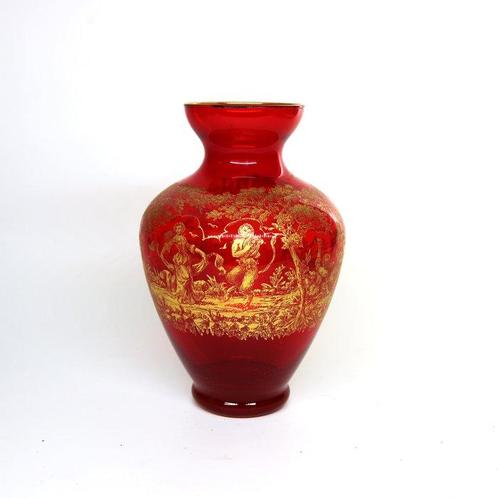 Murano - Vase avec décoration faite à la main en or 24, Antiek en Kunst, Antiek | Glaswerk en Kristal