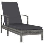 vidaXL Chaise longue avec accoudoirs Résine tressée Gris, Jardin & Terrasse, Verzenden, Neuf