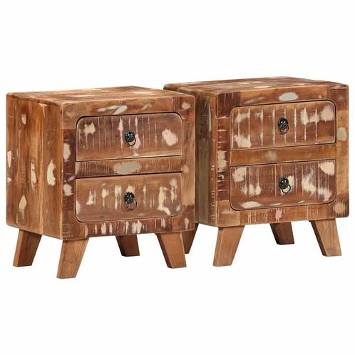 vidaXL Nachtkastje 2 st 40x32x46 cm massief gerecycled hout, Huis en Inrichting, Slaapkamer | Nachtkastjes, Nieuw, Verzenden