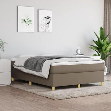 vidaXL Boxspring bed stof taupe 140x200 cm beschikbaar voor biedingen