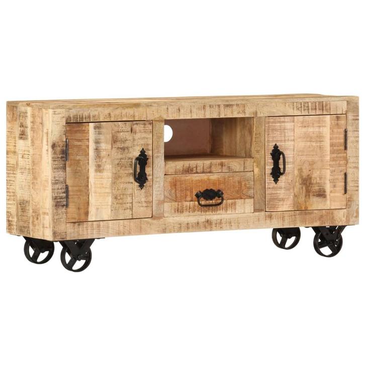 vidaXL Tv-meubel 110x30x50 cm ruw mangohout, Maison & Meubles, Armoires | Mobilier de télévision, Envoi