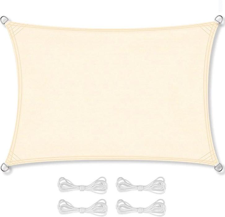 Rechthoekig Schaduwdoek 3x5m Beige | OP = OP | UV-bescher..., Tuin en Terras, Schaduwdoeken, Nieuw, Verzenden