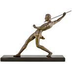 Limousin - Sculpture, Art Deco man met speer L. 73,5 x H. -