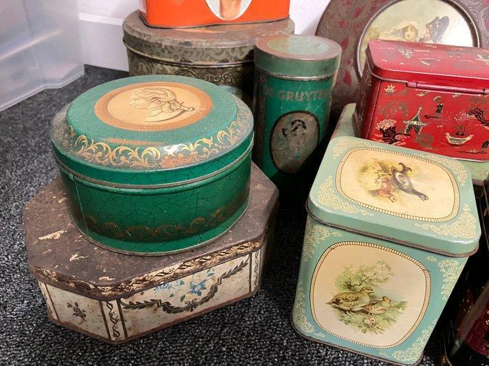 Blikken doos (24) - Vierkant, Rond. - Metaal, Antiquités & Art, Curiosités & Brocante