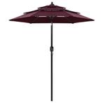 vidaXL Parasol 3-laags met aluminium paal 2 m bordeauxrood, Tuin en Terras, Verzenden, Nieuw