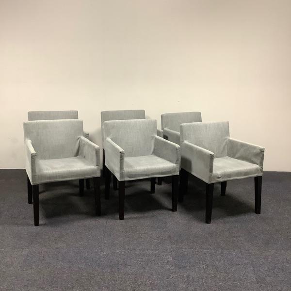 Tweedehands complete set van 6 x eetkamer fauteuil, grijs -, Huis en Inrichting, Fauteuils, Gebruikt