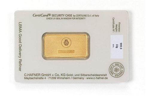 10 grammes - Or .999 - C. Hafner - Scellé & avec certificat, Postzegels en Munten, Edelmetalen en Baren