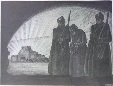 Nadezhda Krupskaya wordt gevangen genomen op spotprent, Antiek en Kunst, Kunst | Litho's en Zeefdrukken, Verzenden