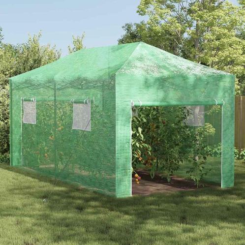 vidaXL Kas met dak Groen 290 x 580 x 315 cm Staal, Tuin en Terras, Kassen, Nieuw, Verzenden