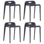 vidaXL Tabourets empilables lot de 4 noir plastique, Verzenden