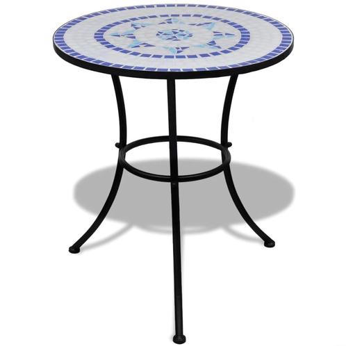 vidaXL Table de bistro Bleu et blanc 60 cm Mosaïque, Tuin en Terras, Tuinsets en Loungesets, Verzenden
