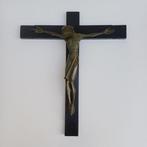 Art Deco Crucifix - Gepatineerd brons, Eik - 1920-1930 - Art