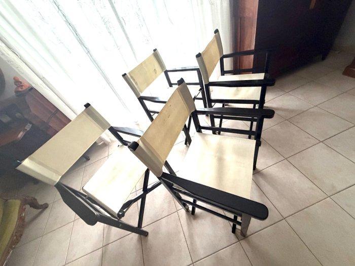 Klapstoel - Directeursstoel - Hout, Textiel - Set van vier, Antiek en Kunst, Kunst | Designobjecten