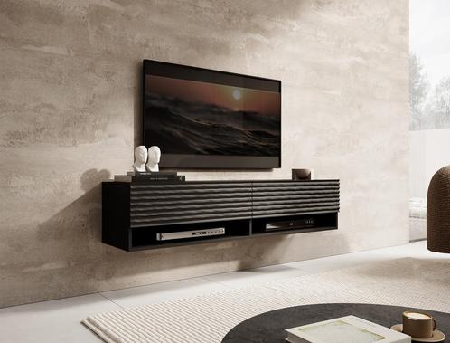 Meubella TV-Meubel Wave mat Zwart 140cm hangend zwevend, Huis en Inrichting, Kasten |Televisiemeubels, 25 tot 50 cm, Nieuw, Overige materialen
