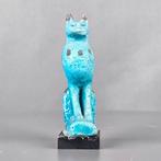 Oud Egyptisch Ptolemaïsch of Romeins Egyptisch Faience Chat, Verzamelen, Mineralen en Fossielen