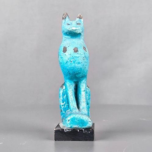 Oud Egyptisch Ptolemaïsch of Romeins Egyptisch Faience Chat, Verzamelen, Mineralen en Fossielen