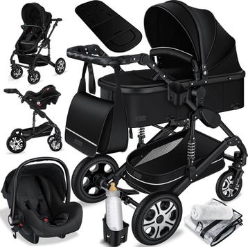 KESSER® Kinderwagen - 3 in 1 - Loops - Wandelwagen - Zwart, Verzenden