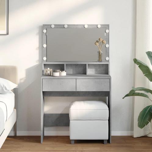 vidaXL Kaptafel met LED 80x41x134,5 cm betongrijs, Huis en Inrichting, Tafels | Kaptafels, Nieuw, Verzenden
