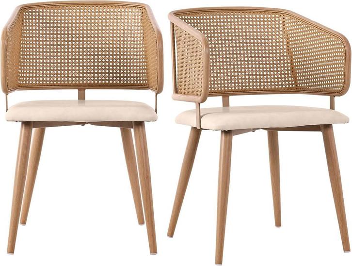 Eetkamerstoelen met rotan rugleuning, zitkussen van PU-leer,, Huis en Inrichting, Woonaccessoires | Overige, Nieuw, Verzenden