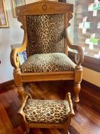 Fauteuil - Maconnieke fauteuil met voetenbankje - Eik -, Antiek en Kunst