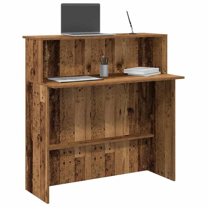 vidaXL Receptiebalie 100x50x103,5 cm bewerkt hout oud, Huis en Inrichting, Bureaus, Nieuw, Verzenden