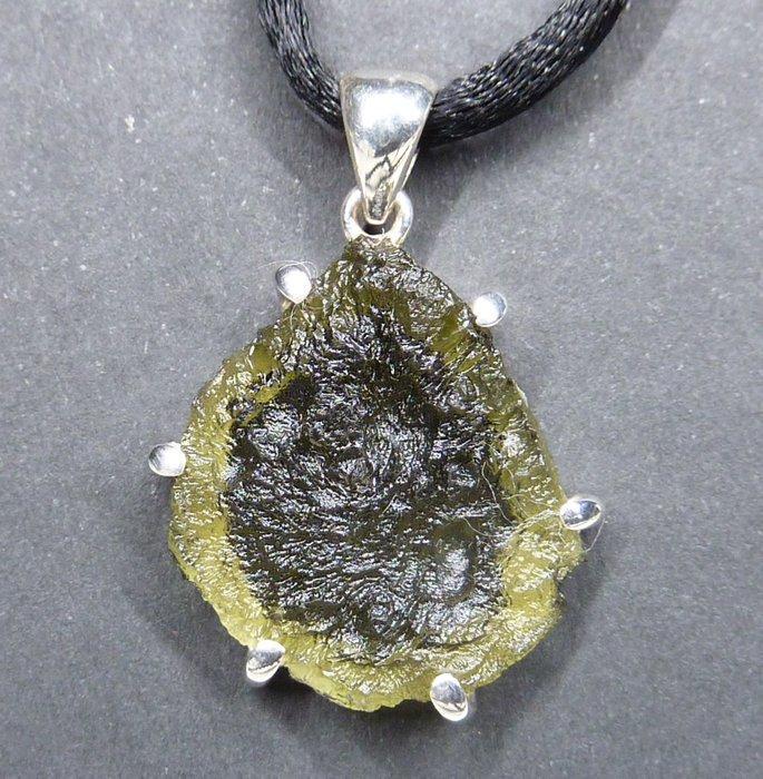 Zilver - Hanger - Moldaviet hanger, Verzamelen, Mineralen en Fossielen