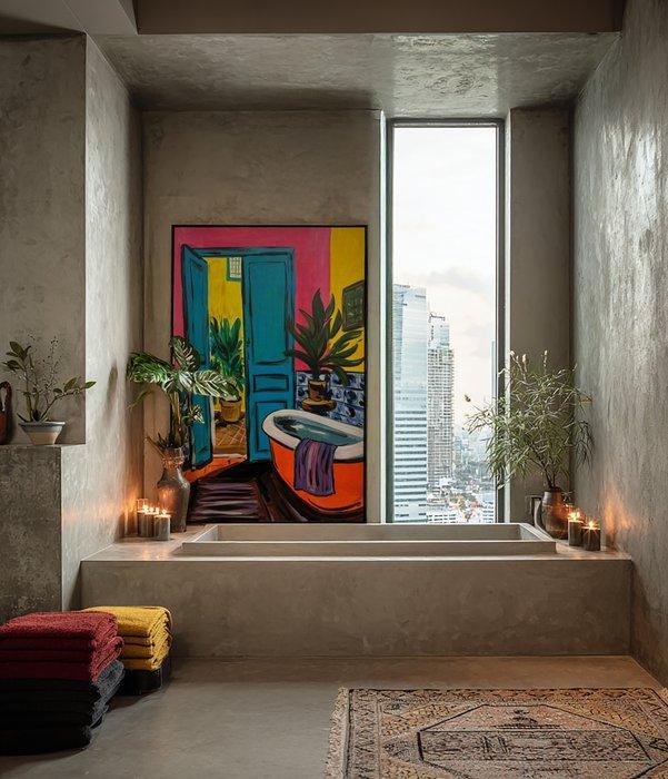 E. García - EL CUARTO DE BAÑO XL (NO RESERVE), Antiek en Kunst, Kunst | Schilderijen | Modern