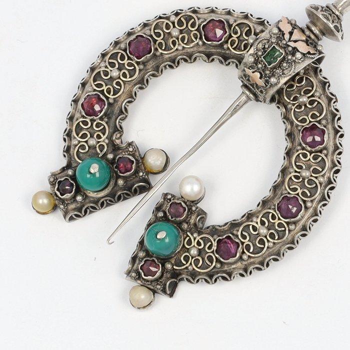 Zilver - Fibula - Oriëntale NO RESERVE, Antiek en Kunst, Antiek | Zilver en Goud