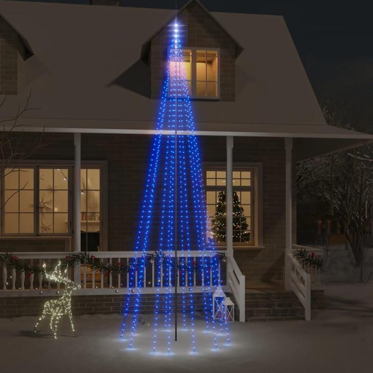 vidaXL Vlaggenmast kerstboom 732 LEDs blauw 500 cm, Diversen, Kerst, Nieuw, Verzenden