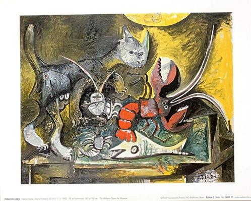 Pablo Picasso (1881-1973) - Nature morte, chat et homard,, Antiek en Kunst, Kunst | Tekeningen en Fotografie