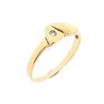 Gouden fantasie ring met zirconia (gouden sieraden), Handtassen en Accessoires, Ringen, 18 tot 19, Gebruikt, Overige kleuren, Ophalen of Verzenden
