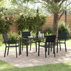 vidaXL 5-delige tuin eetset - zwart HDPE, Verzenden, Nieuw