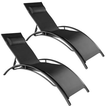 tectake 2 ligbedden van aluminium, 5-voudig verstelbaar - zw, Tuin en Terras, Verzenden, Nieuw