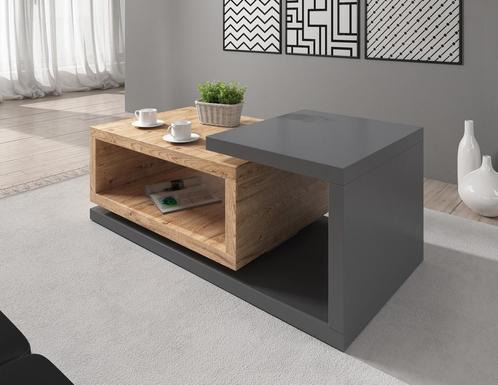 Salontafel Bello - Eiken - Antraciet - 120 cm, Huis en Inrichting, Tafels | Salontafels, Nieuw, 50 tot 100 cm, Minder dan 50 cm