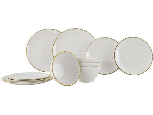 Gimex Linea Line Servies - Goud - 12-Delig, Huis en Inrichting, Woonaccessoires | Overige, Zo goed als nieuw, Verzenden
