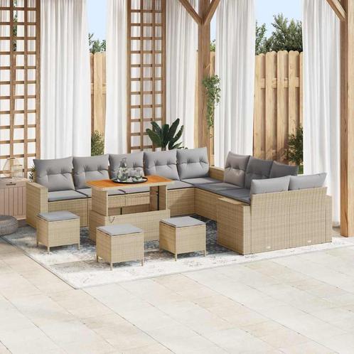 vidaXL Tuinbank Set 14 pcs beige en lichtgrijs 110 x 55 x 71, Tuin en Terras, Tuinsets en Loungesets, Nieuw, Verzenden