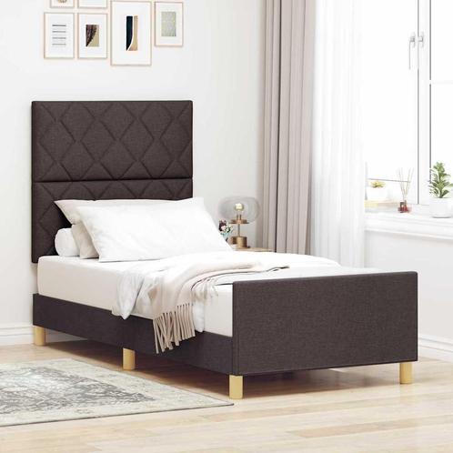 vidaXL Bedframe Donkerbruin 90x200 cm Stof, Huis en Inrichting, Slaapkamer | Bedden, Nieuw, Verzenden