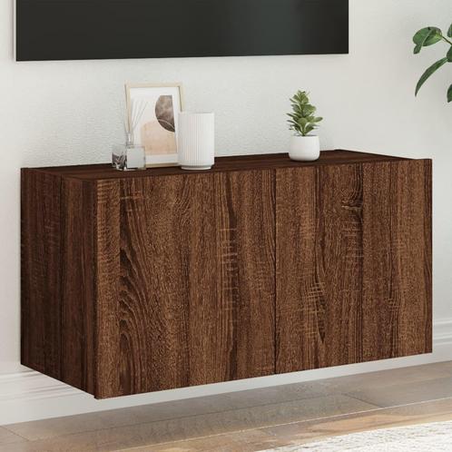 vidaXL Tv-wandmeubel met LED-verlichting 80x35x41 cm bruin, Huis en Inrichting, Kasten |Televisiemeubels, Nieuw, Verzenden