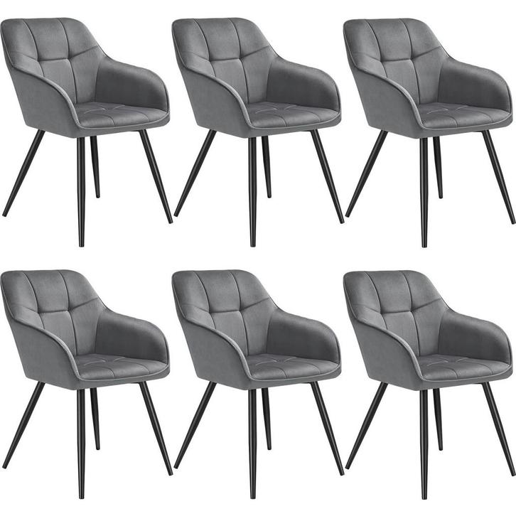 tectake Eetkamerstoel Marilyn, fluweeloptiek, gestikt patroo, Huis en Inrichting, Stoelen, Verzenden