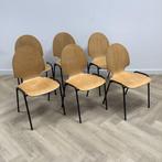 Tweedehands Complete set  6x schoolstoel / kantinestoel, Huis en Inrichting, Stoelen, Gebruikt, Zwart, Hout