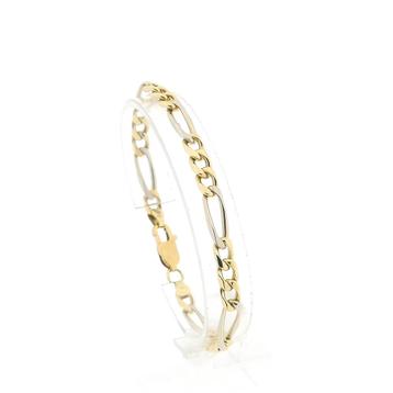 Bicolor gouden Figaro schakel armband; 20,5 cm (witgoud) beschikbaar voor biedingen