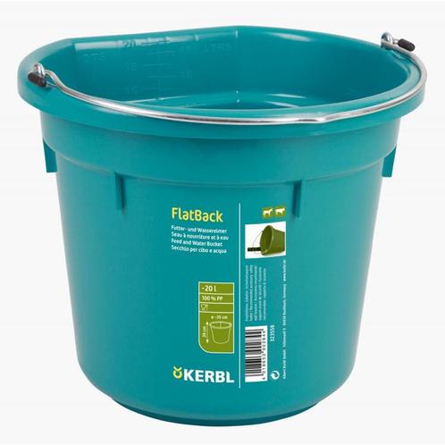 Voeder- en wateremmer flatback - ca. 20 l, aquamarijn -, Dieren en Toebehoren, Stalling en Weidegang